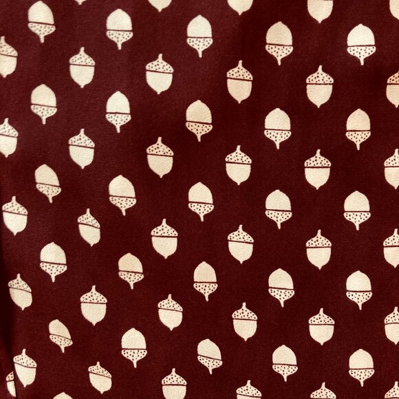 Ann Taylor LOFT Acorn Print Button Down Shirt Cranberry, Size Long Torso, Medium - Picture 10 of 14